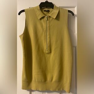 Lafayette 148 | Zip-Collar Sleeveless Knit Top | Yellow/Green | Size L